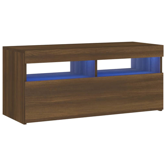Tv-meubel met LED-verlichting 90x35x40 cm bruineikenkleurig MeubelReus