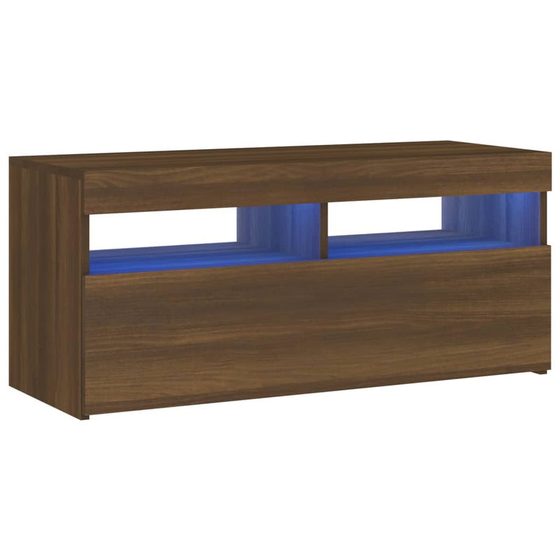 Tv-meubel met LED-verlichting 90x35x40 cm bruineikenkleurig MeubelReus