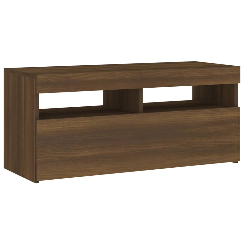 Tv-meubel met LED-verlichting 90x35x40 cm bruineikenkleurig MeubelReus