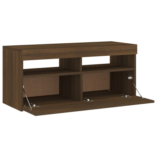 Tv-meubel met LED-verlichting 90x35x40 cm bruineikenkleurig MeubelReus