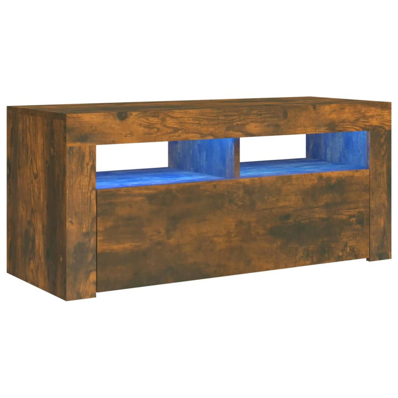 Tv-meubel met LED-verlichting 90x35x40 cm gerookt eikenkleurig MeubelReus