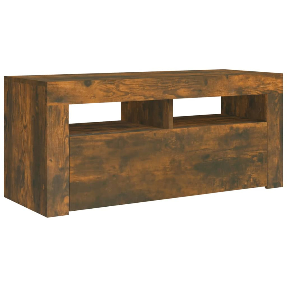 Tv-meubel met LED-verlichting 90x35x40 cm gerookt eikenkleurig MeubelReus