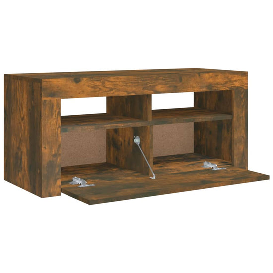 Tv-meubel met LED-verlichting 90x35x40 cm gerookt eikenkleurig MeubelReus