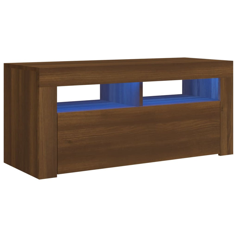 Tv-meubel met LED-verlichting 90x35x40 cm bruineikenkleurig MeubelReus