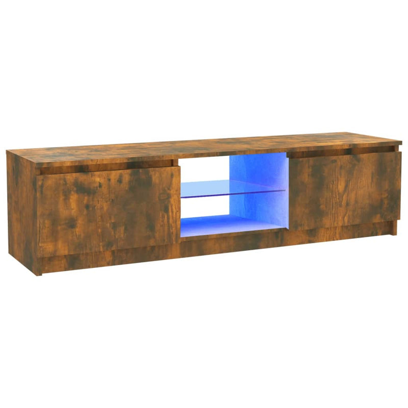 Tv-meubel met LED-verlichting 120x30x35,5 cm gerookt eikenkleur MeubelReus