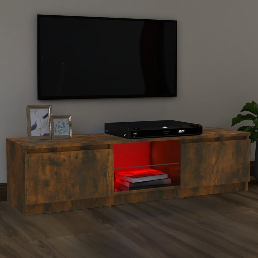 Tv-meubel met LED-verlichting 120x30x35,5 cm gerookt eikenkleur MeubelReus