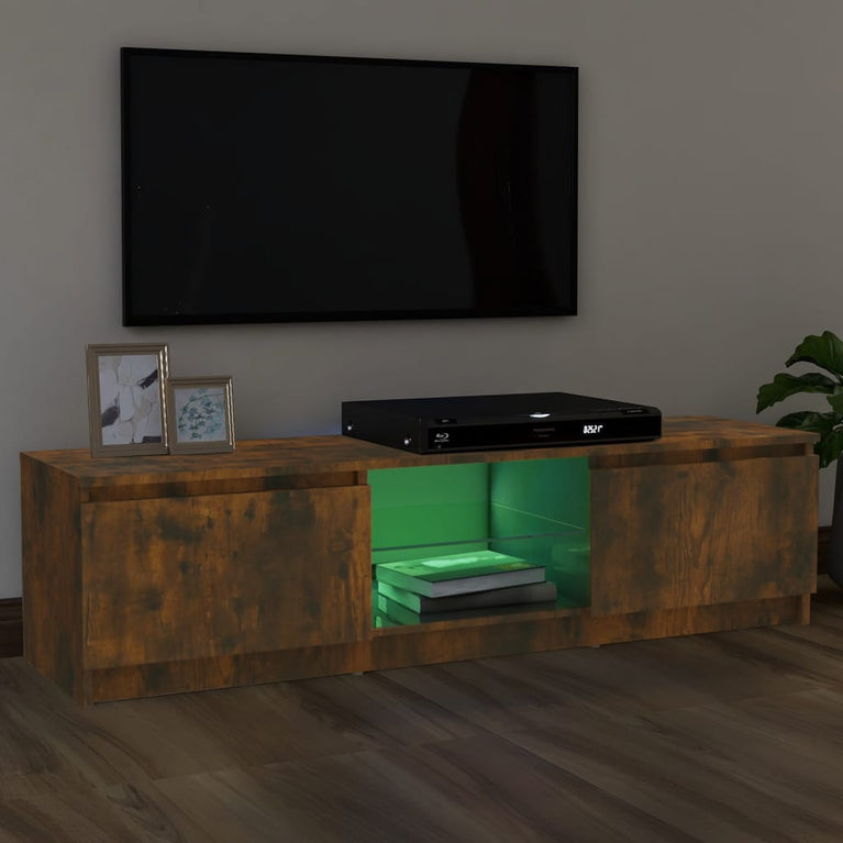Tv-meubel met LED-verlichting 120x30x35,5 cm gerookt eikenkleur MeubelReus