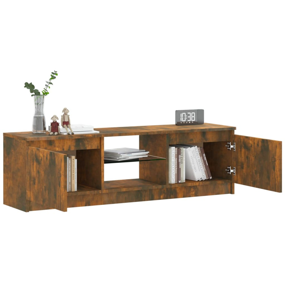 Tv-meubel met LED-verlichting 120x30x35,5 cm gerookt eikenkleur MeubelReus