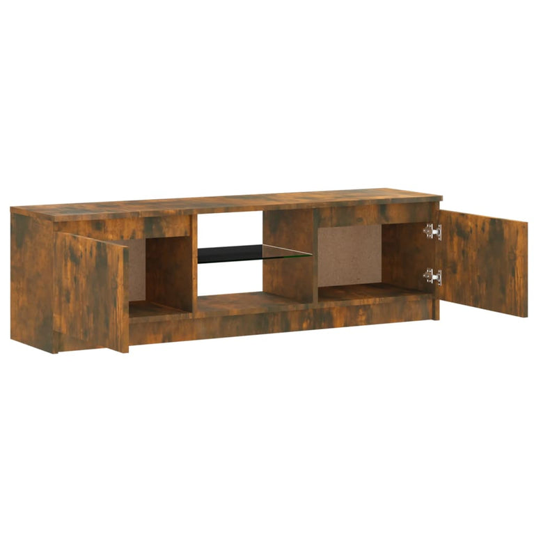 Tv-meubel met LED-verlichting 120x30x35,5 cm gerookt eikenkleur MeubelReus