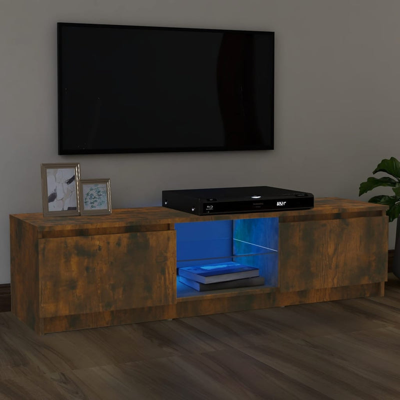Tv-meubel met LED-verlichting 120x30x35,5 cm gerookt eikenkleur MeubelReus