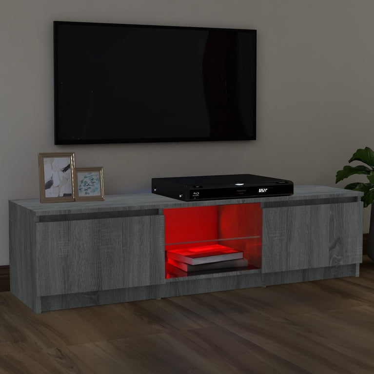 Tv-meubel met LED-verlichting 120x30x35,5 cm grijs sonoma eiken MeubelReus