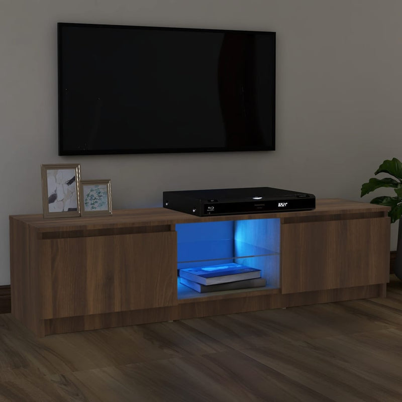 Tv-meubel met LED-verlichting 120x30x35,5 cm bruin eikenkleur MeubelReus
