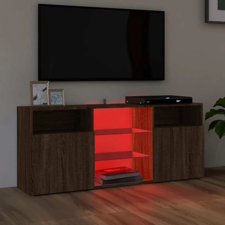 Tv-meubel met LED-verlichting 120x30x50 cm bruineikenkleurig MeubelReus