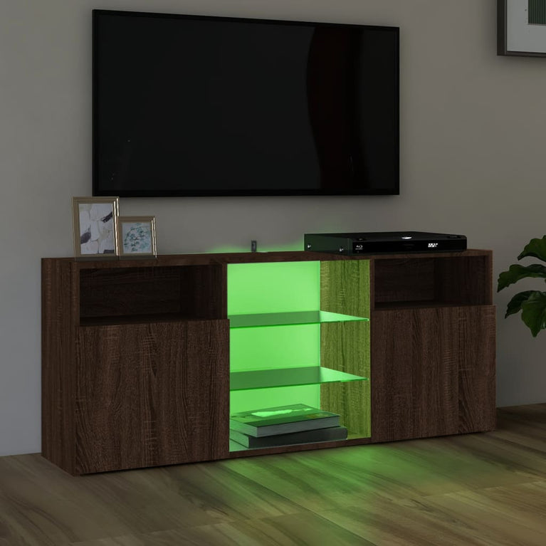 Tv-meubel met LED-verlichting 120x30x50 cm bruineikenkleurig MeubelReus