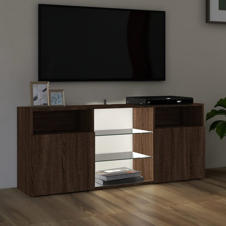 Tv-meubel met LED-verlichting 120x30x50 cm bruineikenkleurig MeubelReus