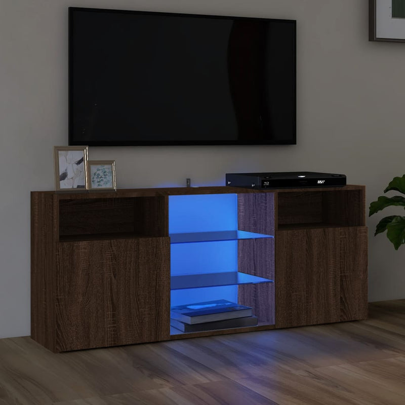 Tv-meubel met LED-verlichting 120x30x50 cm bruineikenkleurig MeubelReus