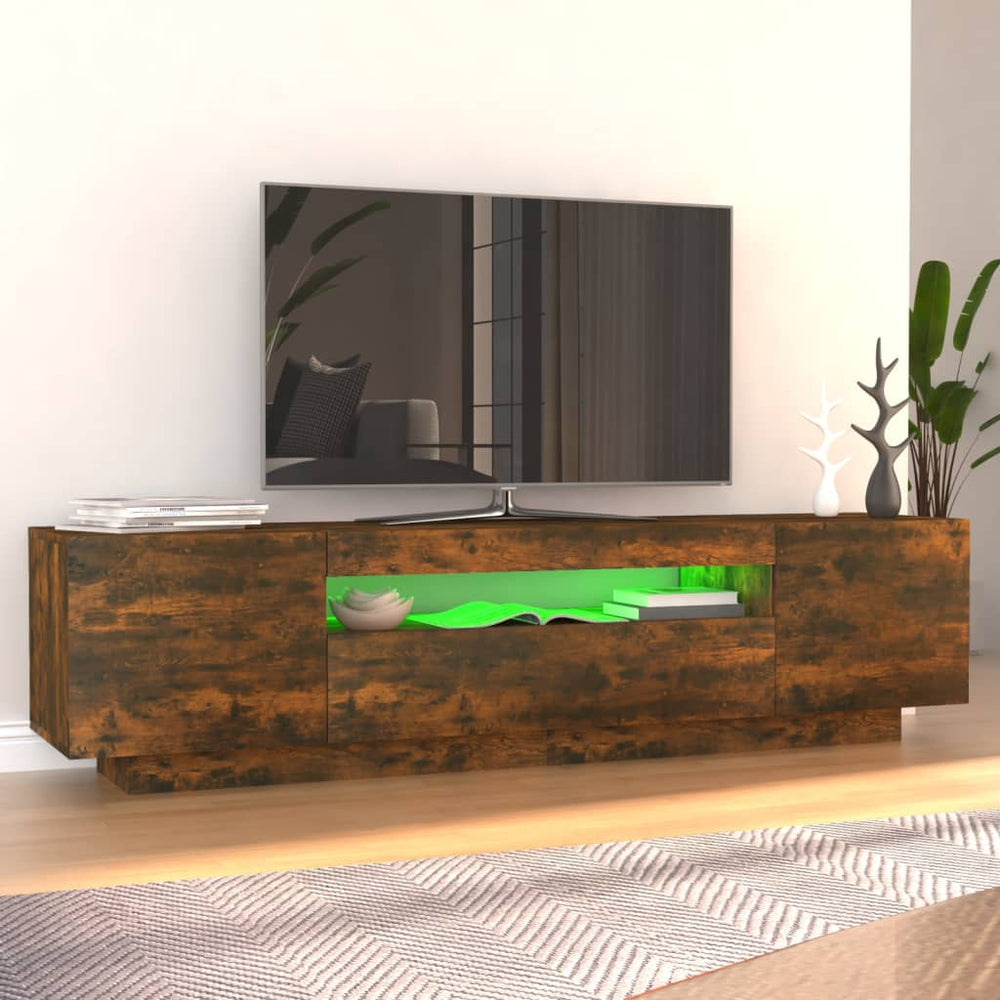 Tv-meubel met LED-verlichting 160x35x40 cm gerookt eikenkleurig MeubelReus