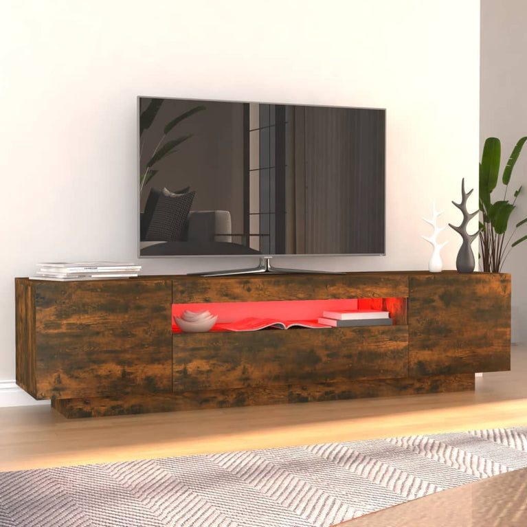 Tv-meubel met LED-verlichting 160x35x40 cm gerookt eikenkleurig MeubelReus
