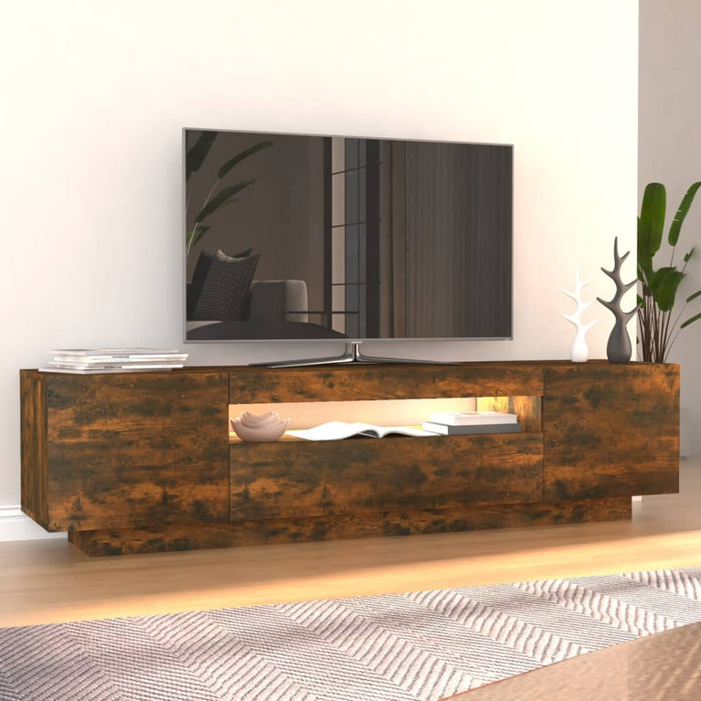 Tv-meubel met LED-verlichting 160x35x40 cm gerookt eikenkleurig MeubelReus