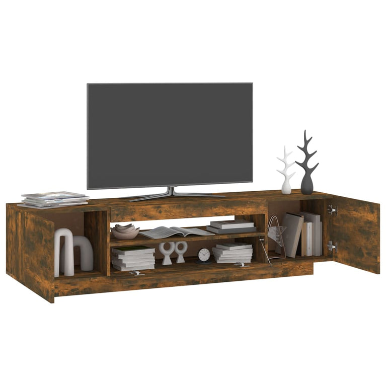 Tv-meubel met LED-verlichting 160x35x40 cm gerookt eikenkleurig MeubelReus