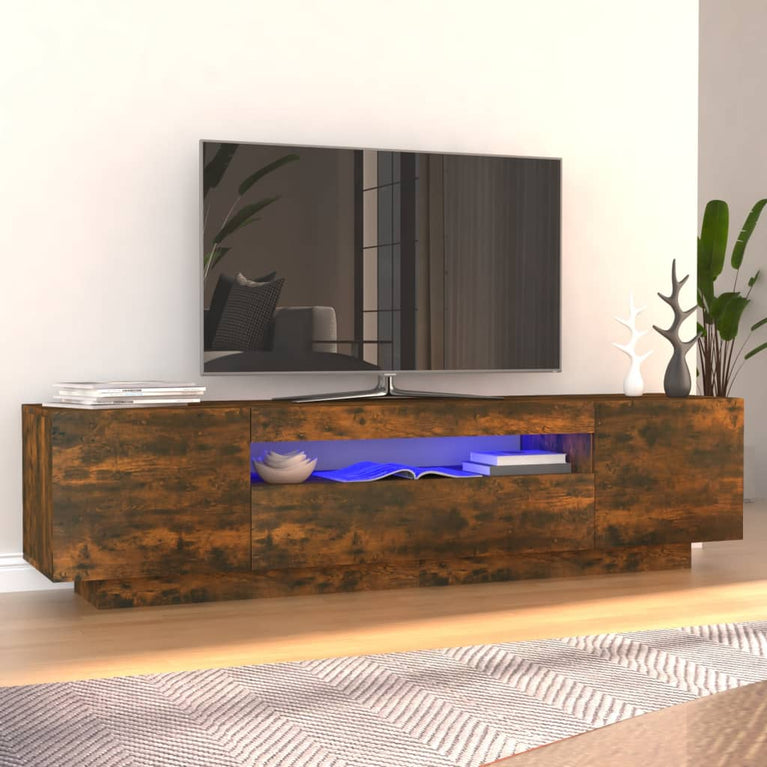 Tv-meubel met LED-verlichting 160x35x40 cm gerookt eikenkleurig MeubelReus