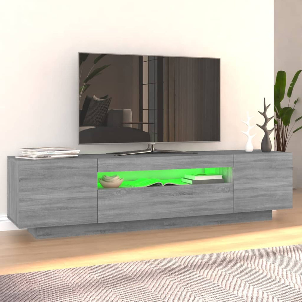 Tv-meubel met LED-verlichting 160x35x40 cm grijs sonoma eiken MeubelReus