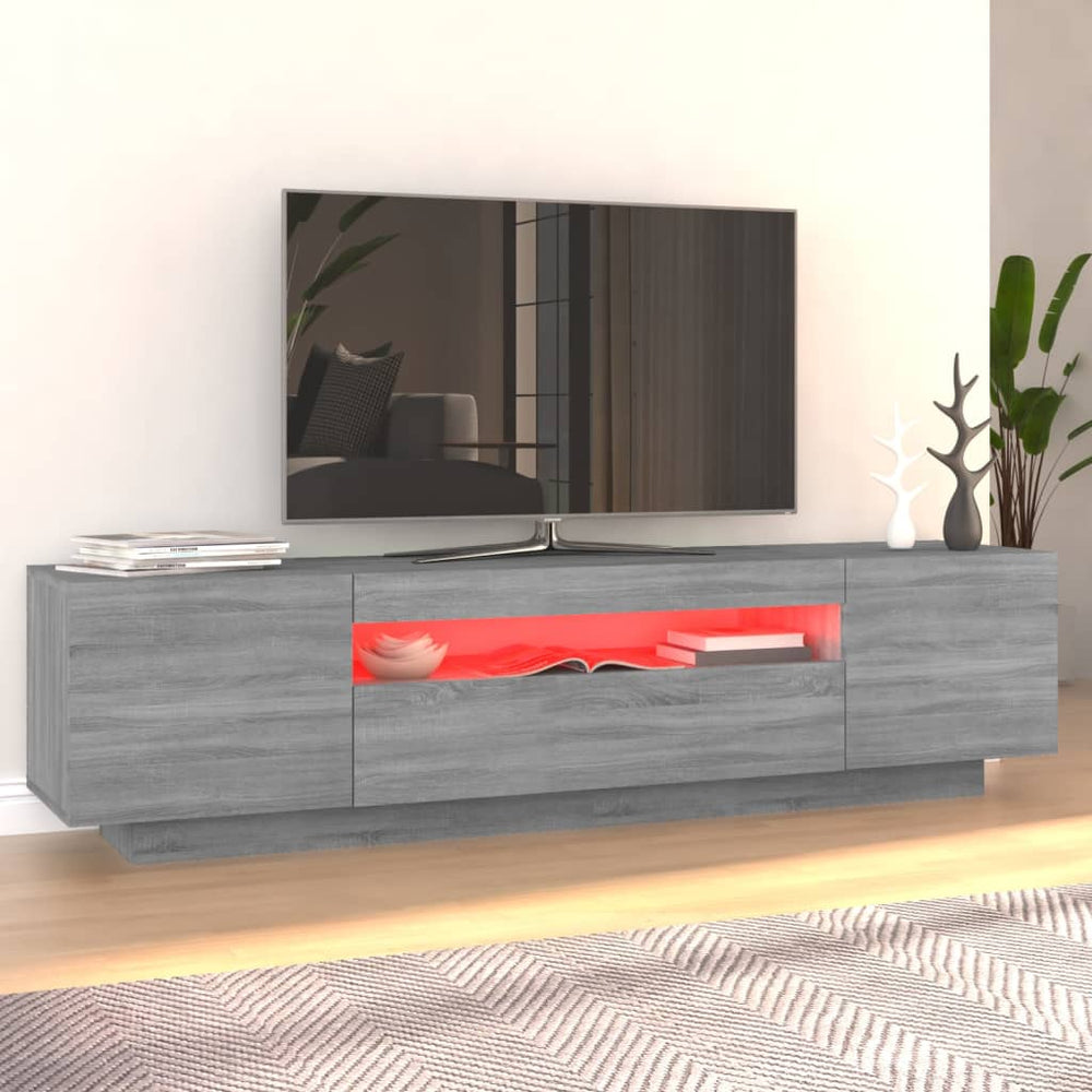 Tv-meubel met LED-verlichting 160x35x40 cm grijs sonoma eiken MeubelReus