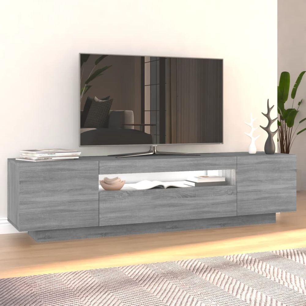 Tv-meubel met LED-verlichting 160x35x40 cm grijs sonoma eiken MeubelReus