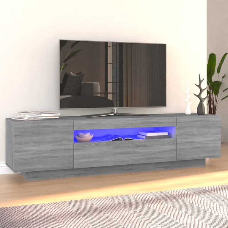 Tv-meubel met LED-verlichting 160x35x40 cm grijs sonoma eiken MeubelReus