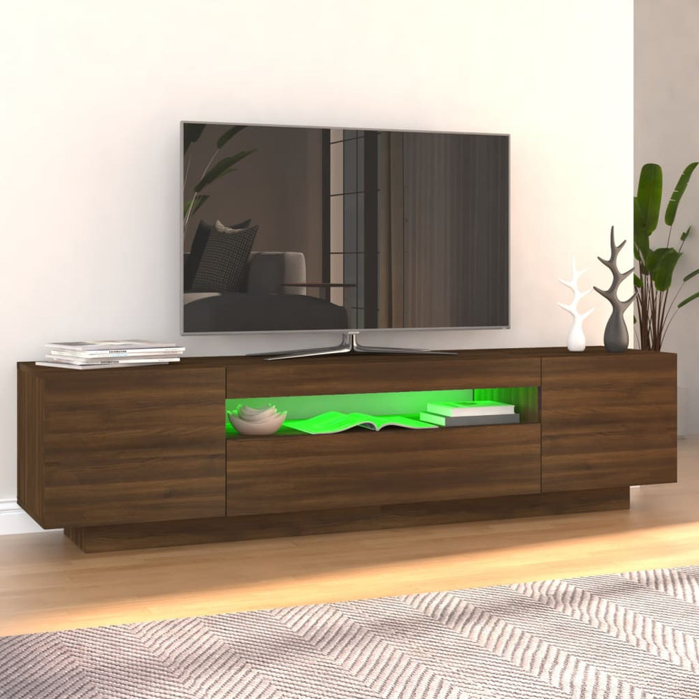 Tv-meubel met LED-verlichting 160x35x40 cm bruineikenkleurig MeubelReus