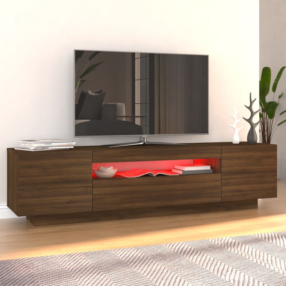 Tv-meubel met LED-verlichting 160x35x40 cm bruineikenkleurig MeubelReus