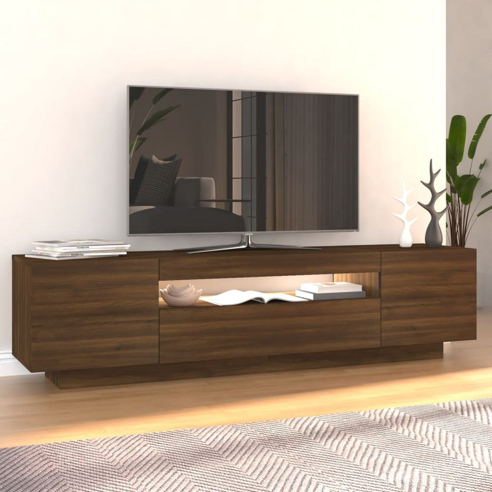 Tv-meubel met LED-verlichting 160x35x40 cm bruineikenkleurig MeubelReus