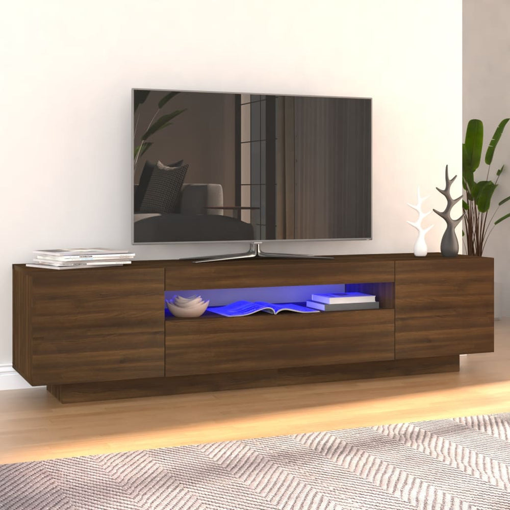 Tv-meubel met LED-verlichting 160x35x40 cm bruineikenkleurig MeubelReus