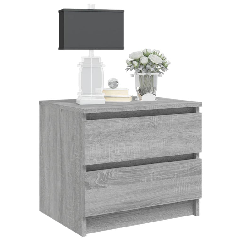 Nachtkastje 50x39x43,5 cm bewerkt hout grijs sonoma eikenkleur