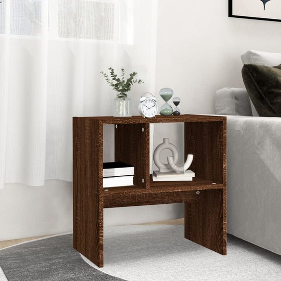 Bijzettafel 50x30x50 cm bewerkt hout bruin eikenkleur MeubelReus
