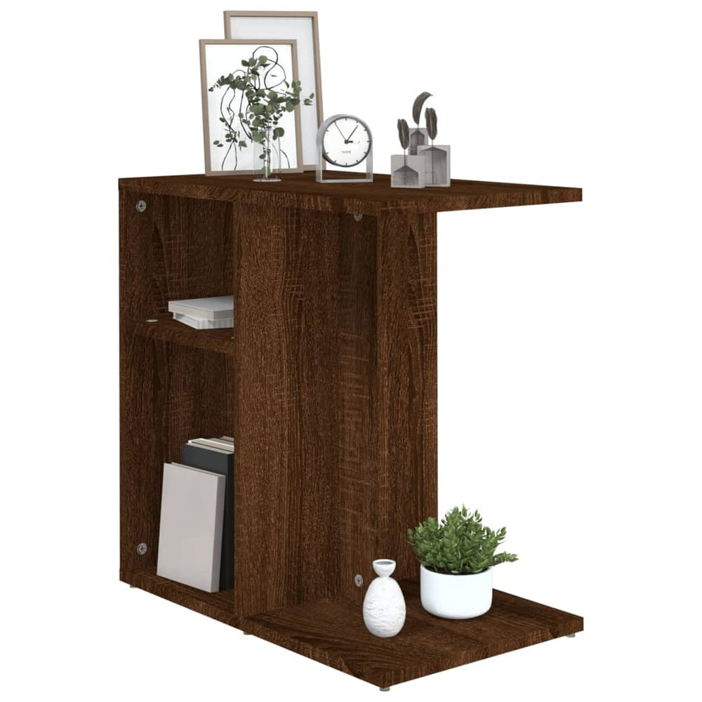 Bijzettafel 50x30x50 cm bewerkt hout bruin eikenkleur MeubelReus