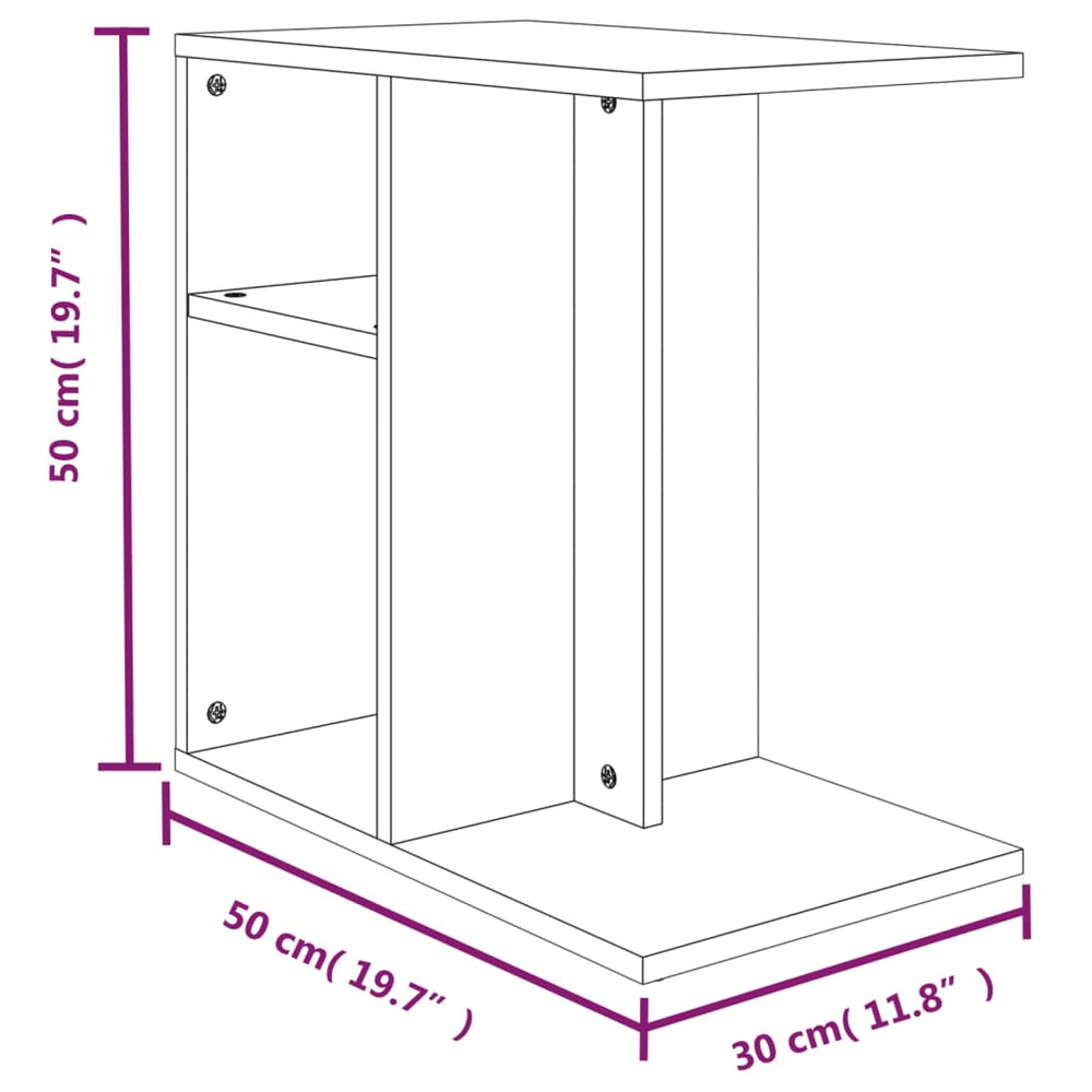 Bijzettafel 50x30x50 cm bewerkt hout bruin eikenkleur MeubelReus