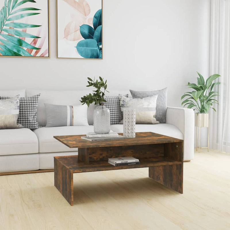 Salontafel 90x60x42,5 cm bewerkt hout gerookt eikenkleurig MeubelReus