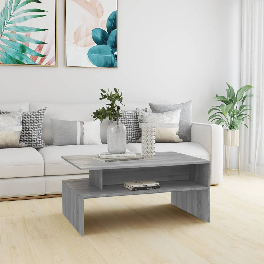Salontafel 90x60x42,5 cm bewerkt hout grijs sonoma eikenkleurig MeubelReus