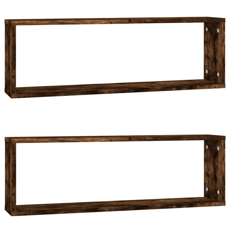 Wandschappen kubus 2 st 80x15x26,5 cm hout gerookt eikenkleurig