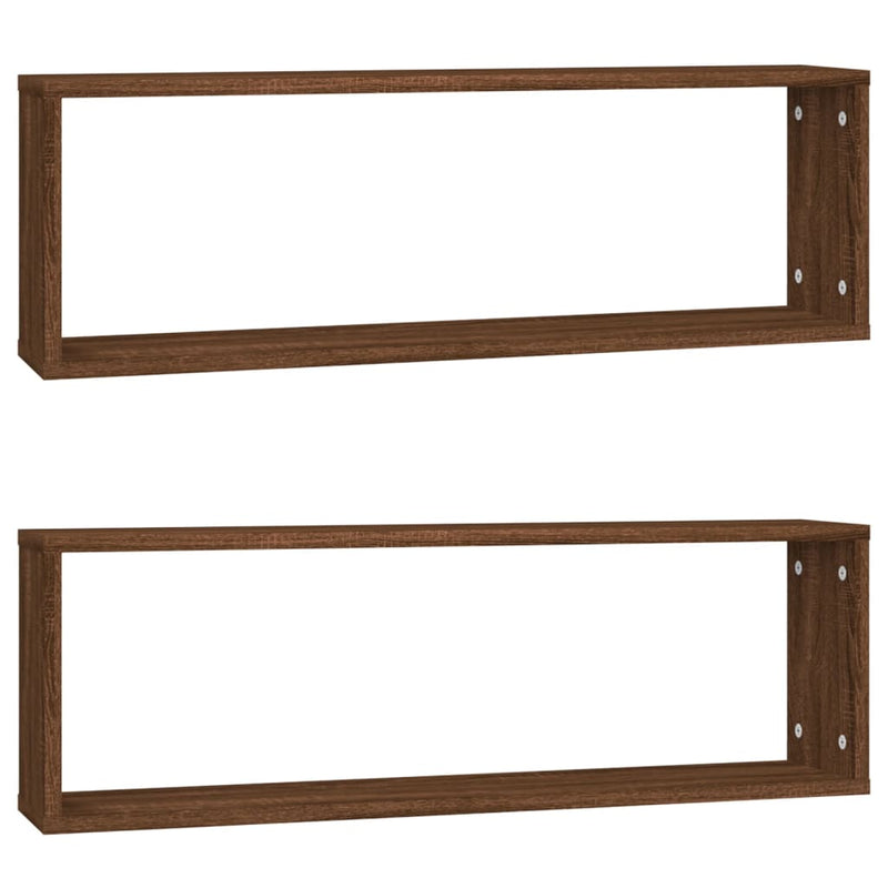 Wandschappen kubus 2 st 80x15x26,5 cm bewerkt hout bruineiken