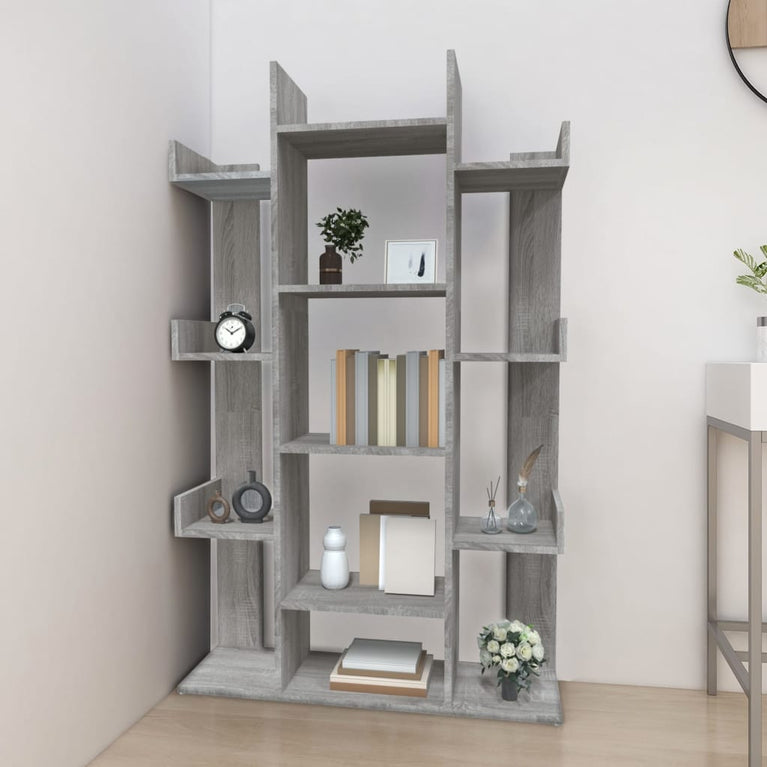 Boekenkast 86x25,5x140 cm bewerkt hout grijs sonoma eiken