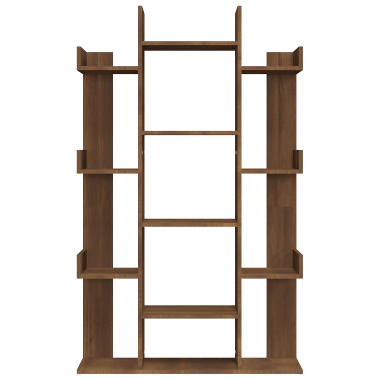 Boekenkast 86x25,5x140 cm bewerkt hout bruin eikenkleur