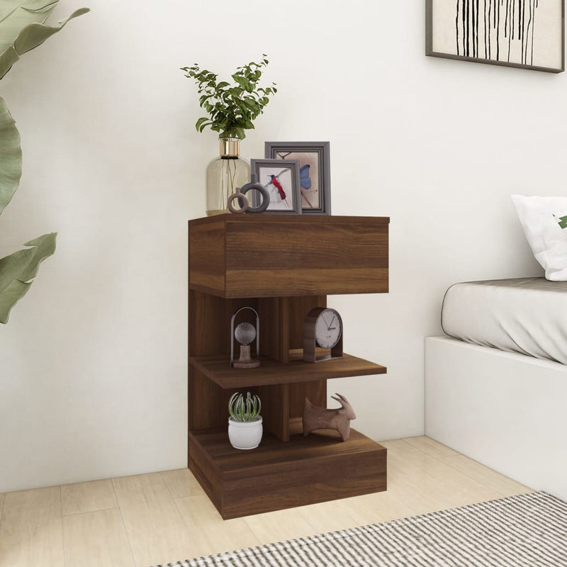 Nachtkastjes 2 st 40x35x65 cm bewerkt hout bruineikenkleurig MeubelReus