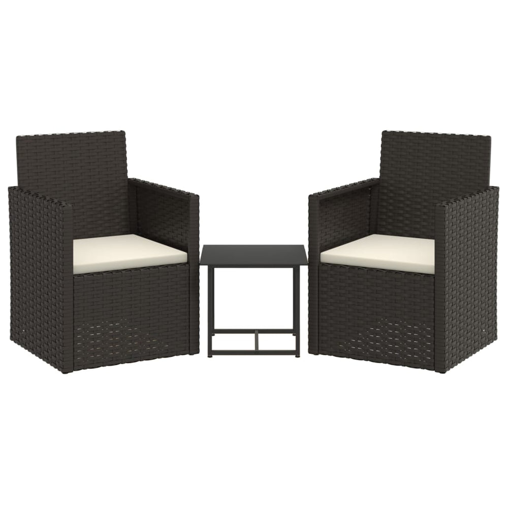3-delige Loungeset met kussens poly rattan zwart MeubelReus