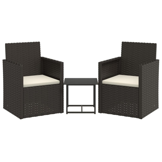 3-delige Loungeset met kussens poly rattan zwart MeubelReus