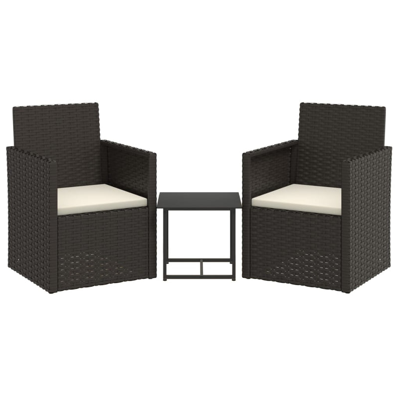3-delige Loungeset met kussens poly rattan zwart MeubelReus