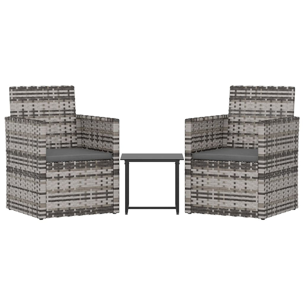 3-delige Loungeset met kussens poly rattan grijs MeubelReus