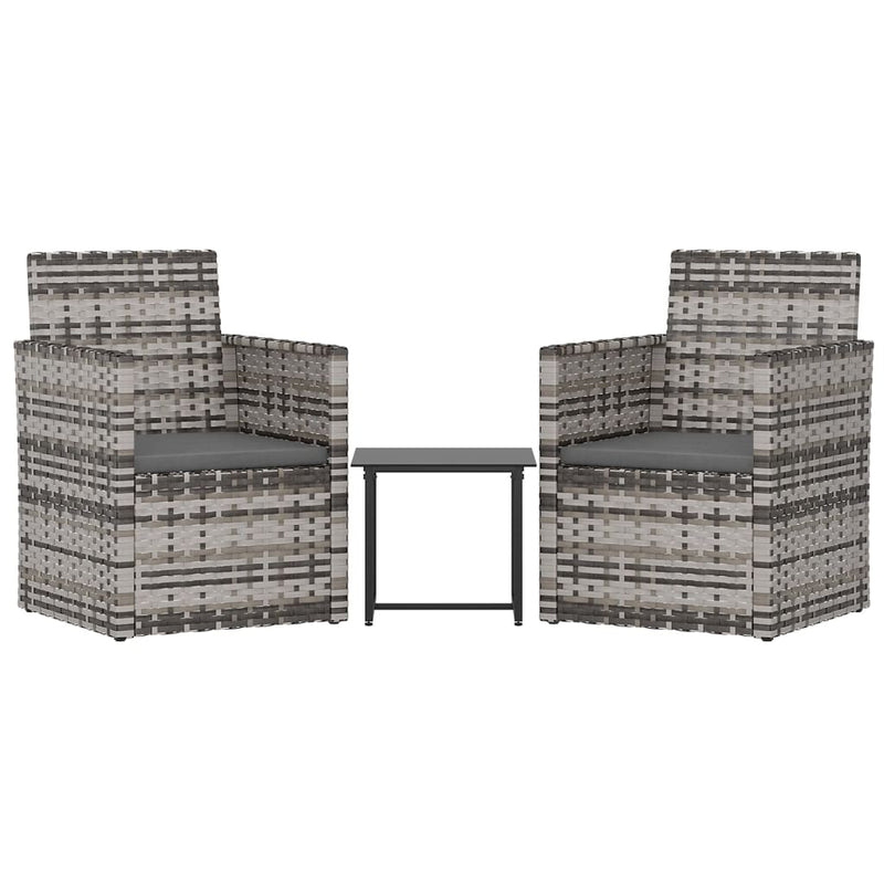 3-delige Loungeset met kussens poly rattan grijs MeubelReus