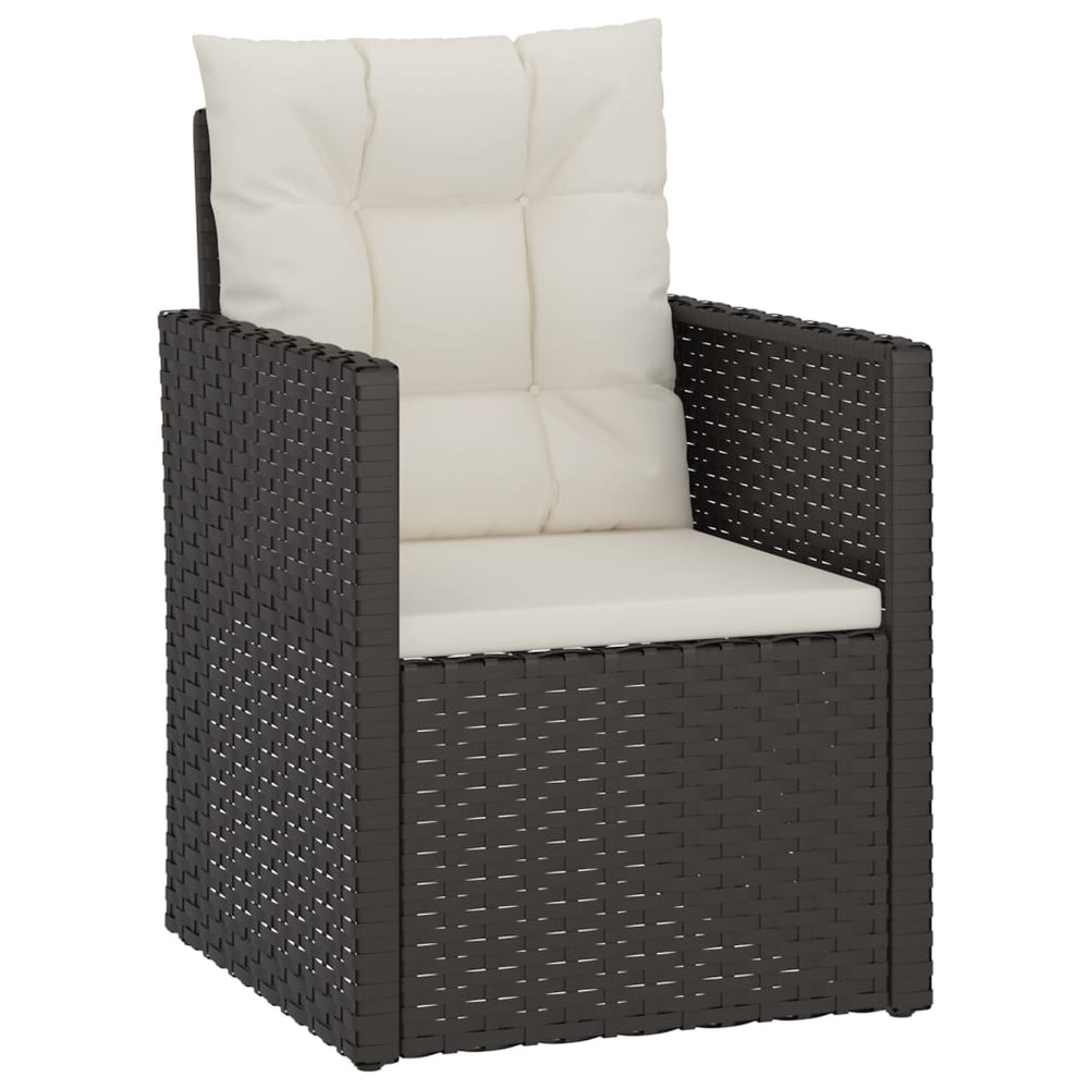 3-delige Loungeset met kussens poly rattan zwart MeubelReus